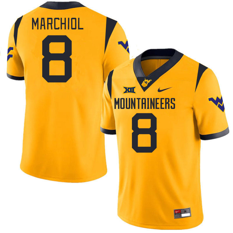 Men #8 Nicco Marchiol West Virginia Mountaineers College 2024 New Uniforms Football Jerseys Stitched